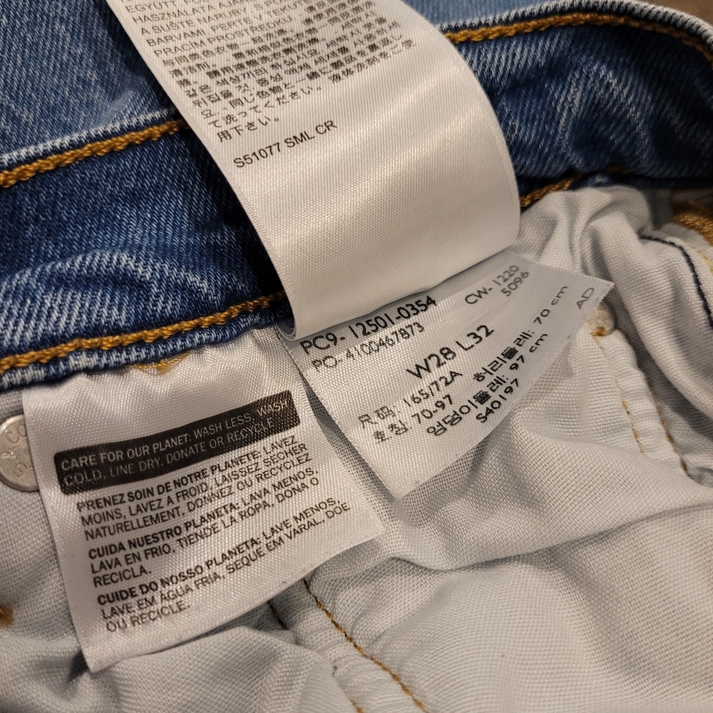 Levi's 501 Original Fit Jeans Straight Leg High Rise Button Fly Distressed Sz 28 - Picture 9 of 11